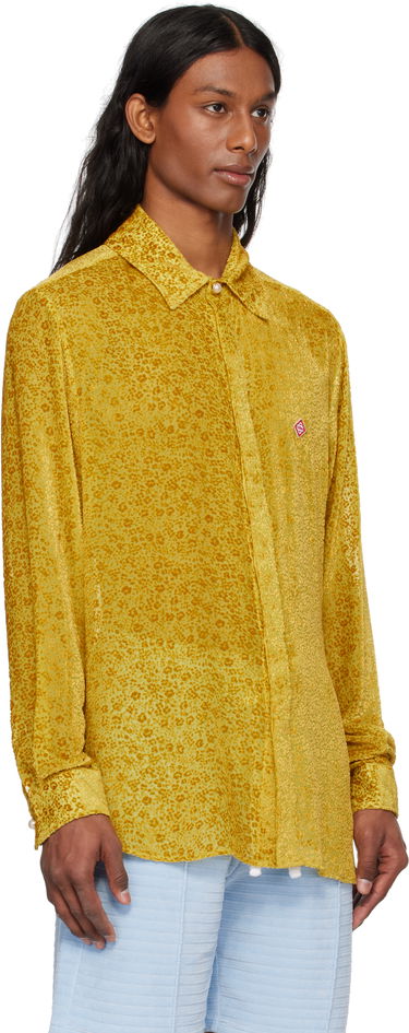 Риза Casablanca Casablanca Floral Devoré Silk Shirt Жълто | MS25-SH-174-01, 1