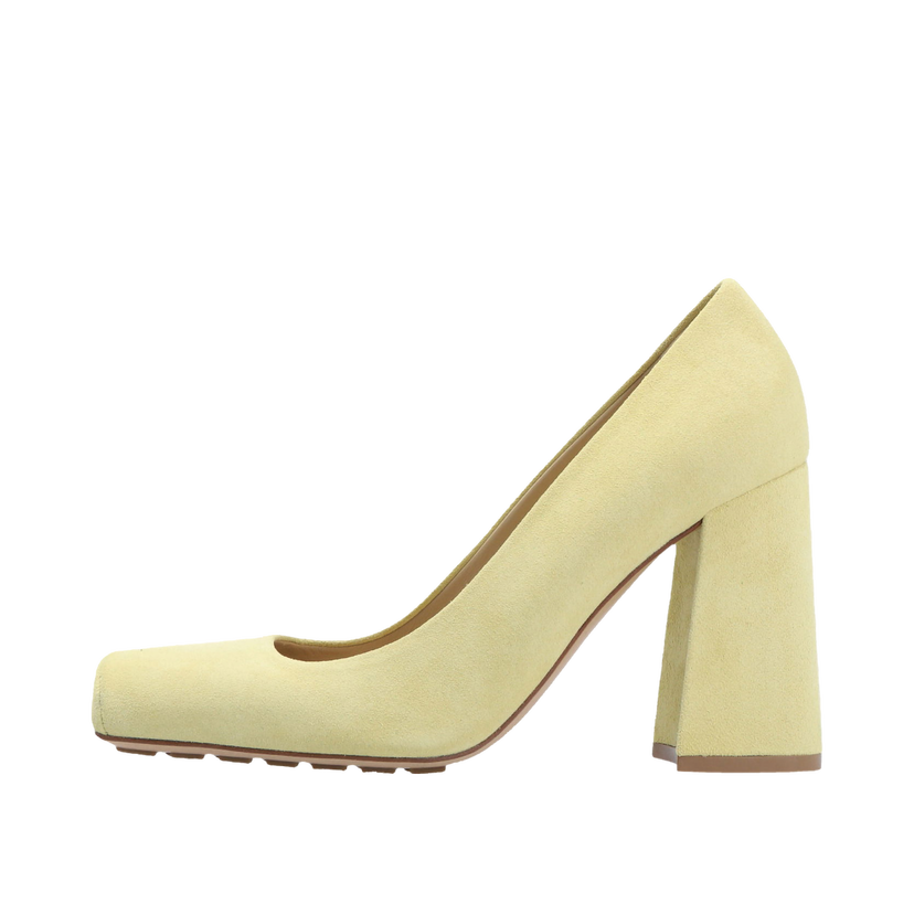 Кецове и обувки Bottega Veneta Suede Leather Pumps with Block Heels Жълто | 692088V1NY09362