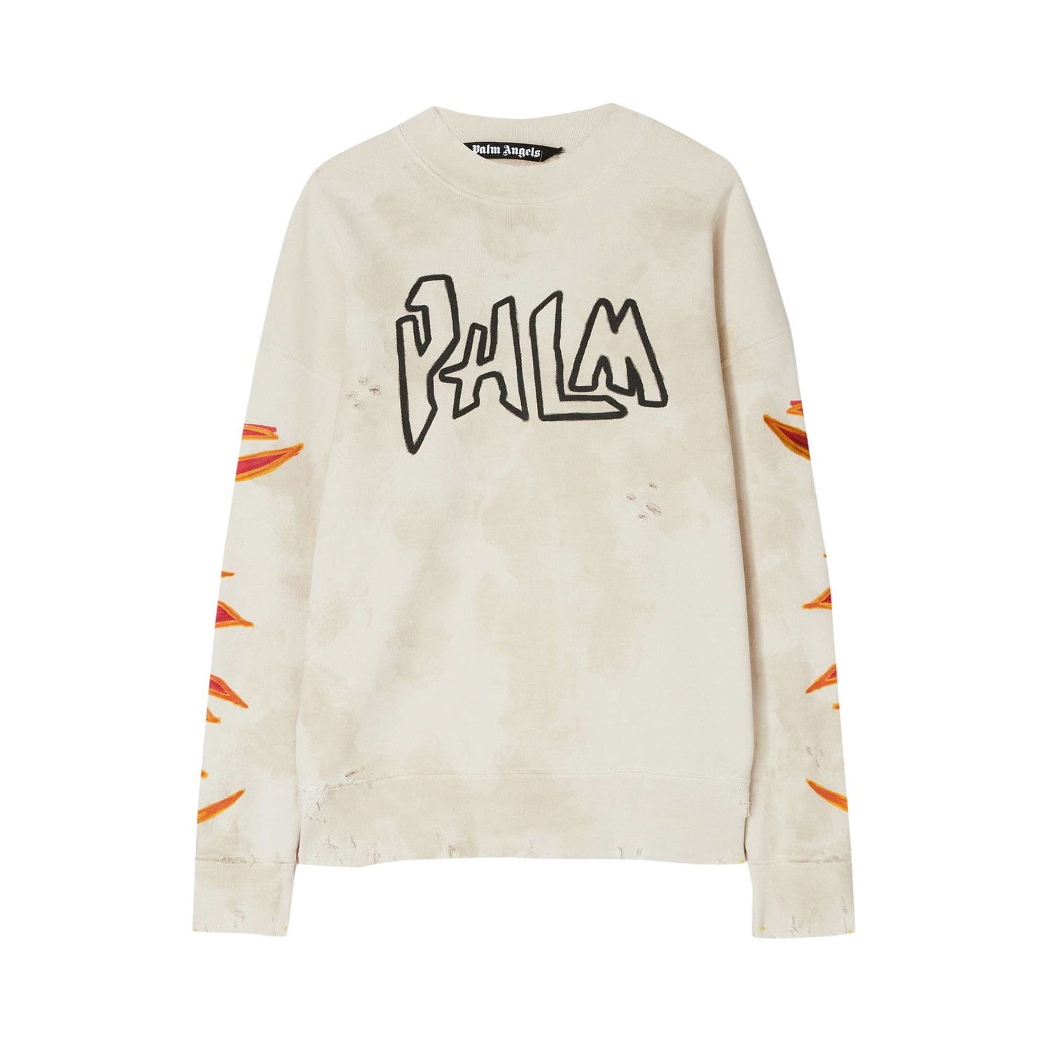 Пуловер Palm Angels GD Palm Graffiti Flames Crewneck Бежово | PMBA065F22FLE0060310, 1