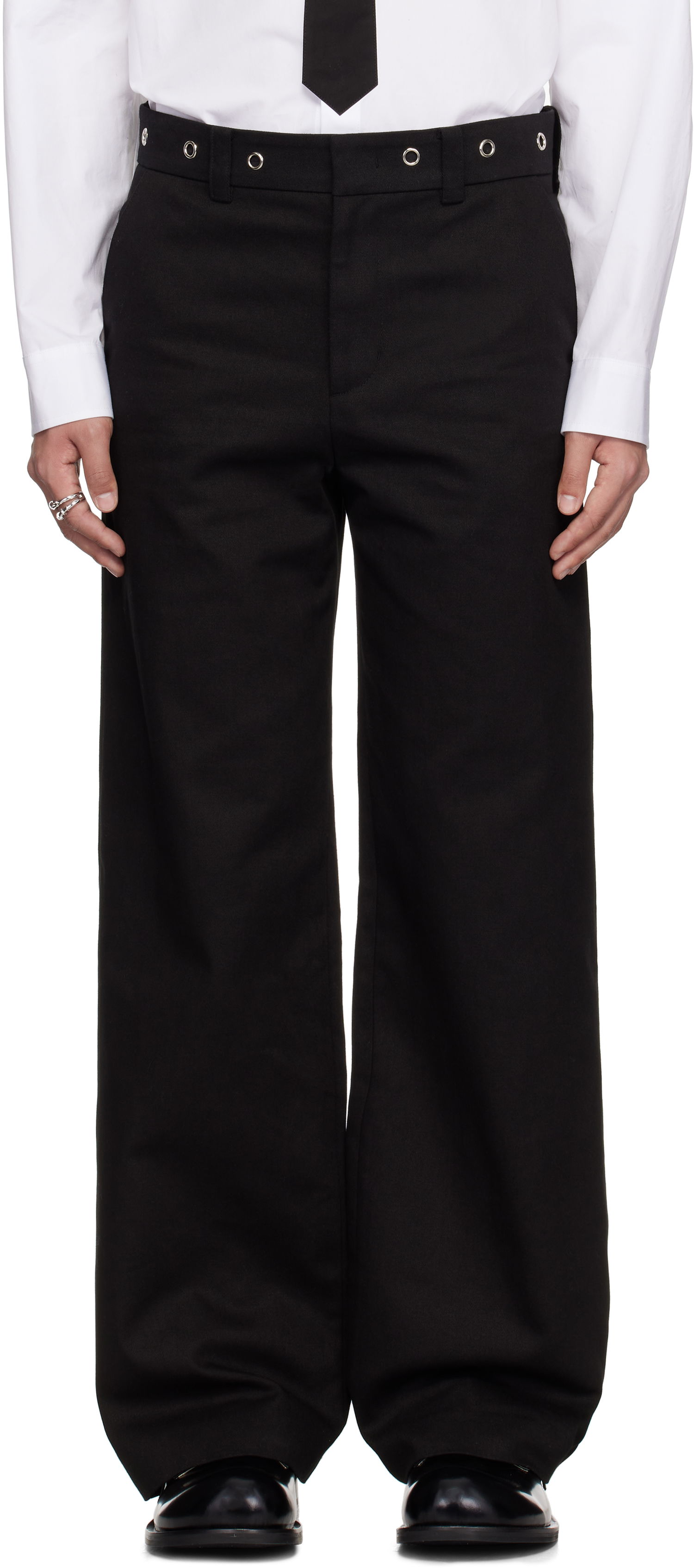 Панталони We11done We11done Eyelet Detailed Trousers Черно | WD-PT0-25-269-M-BK, 0
