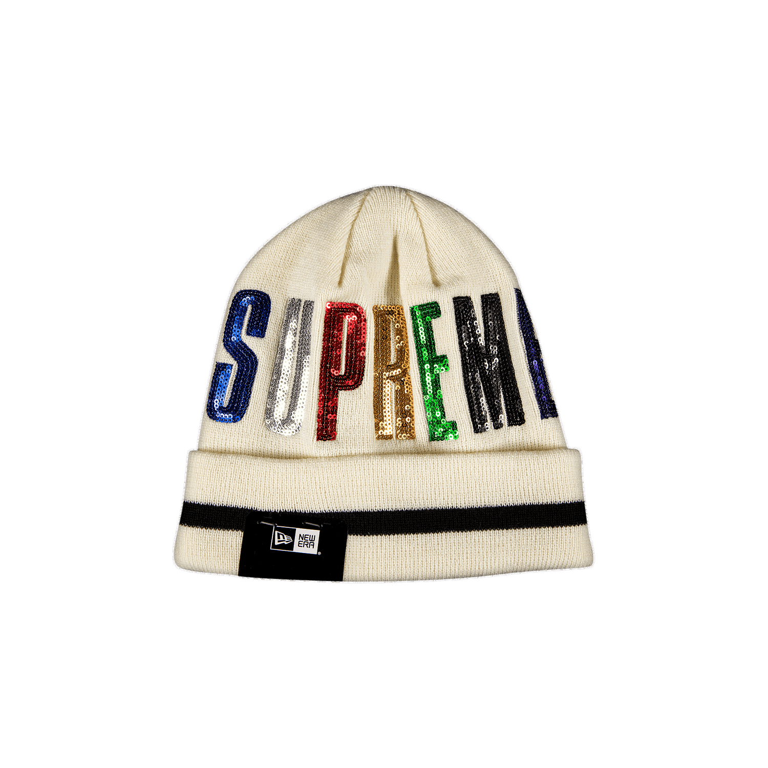 Шапка Supreme New Era x Sequin Beanie Бежово | FW20BN55 NATURAL, 0
