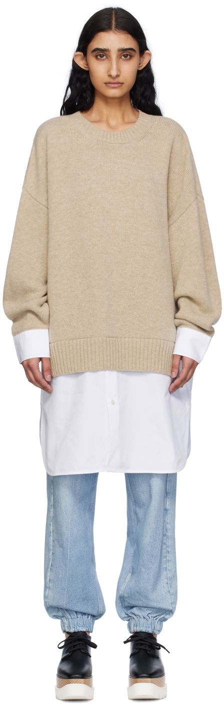 Пуловер Stella McCartney Stella McCartney Women's Shirting Detail Knit Sweater Бежово | 6K08363S2515