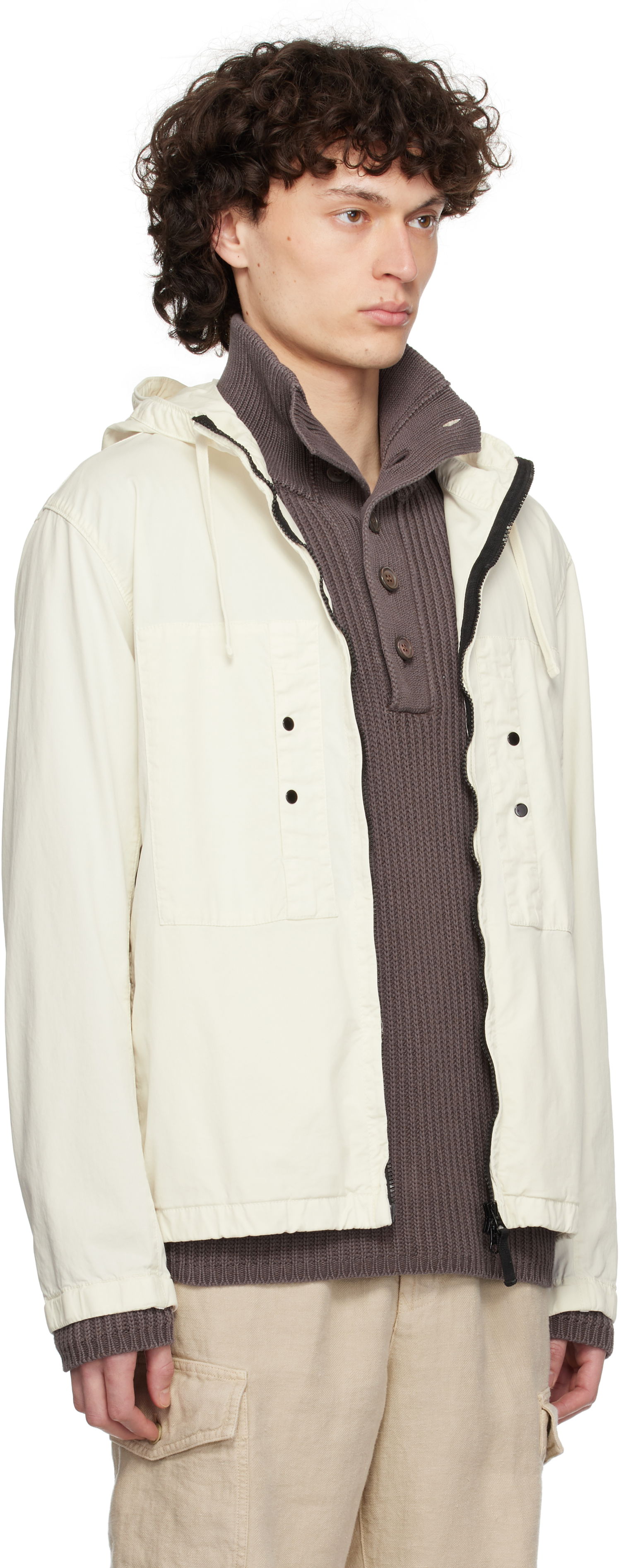 Ветровка Stone Island Stone Island Supima Cotton Twill Stretch-TC Jacket Бяло | K1S15 4100091 S0010, 1