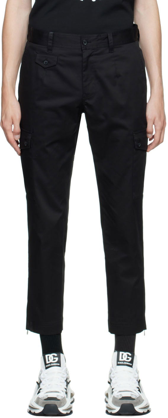 Карго панталони Dolce & Gabbana Black Cotton Cargo Pants Черно | GWR2ATGF093, 0