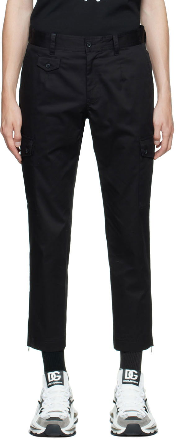 Карго панталони Dolce & Gabbana Black Cotton Cargo Pants Черно | GWR2ATGF093