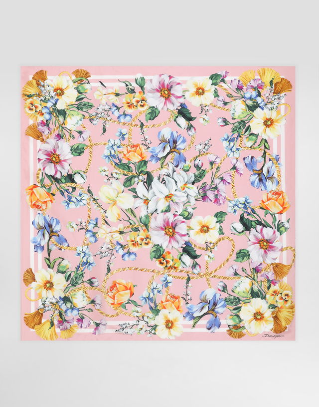 Dolce & Gabbana Floral Print Silk Twill Square Scarf