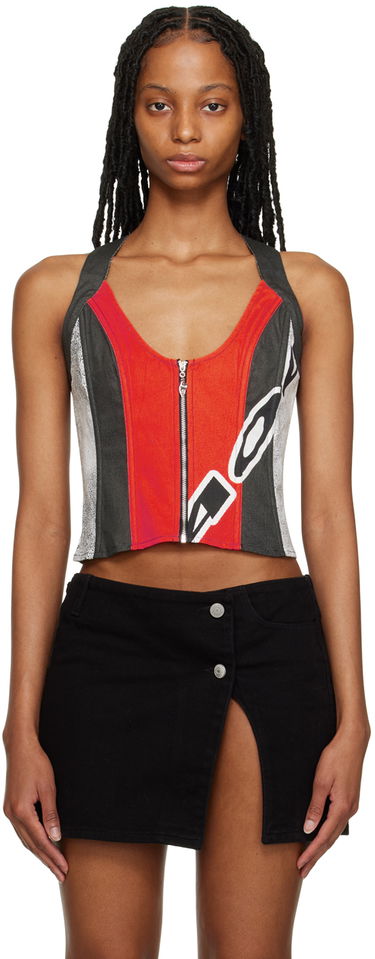 Потник Miaou Miaou Valda Graphic Print Corset Top Червено | 4014TKROM, 0