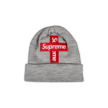 Шапка Supreme New Era x Cross Box Logo Beanie Сиво | FW20BN14 HEATHER GREY, 0