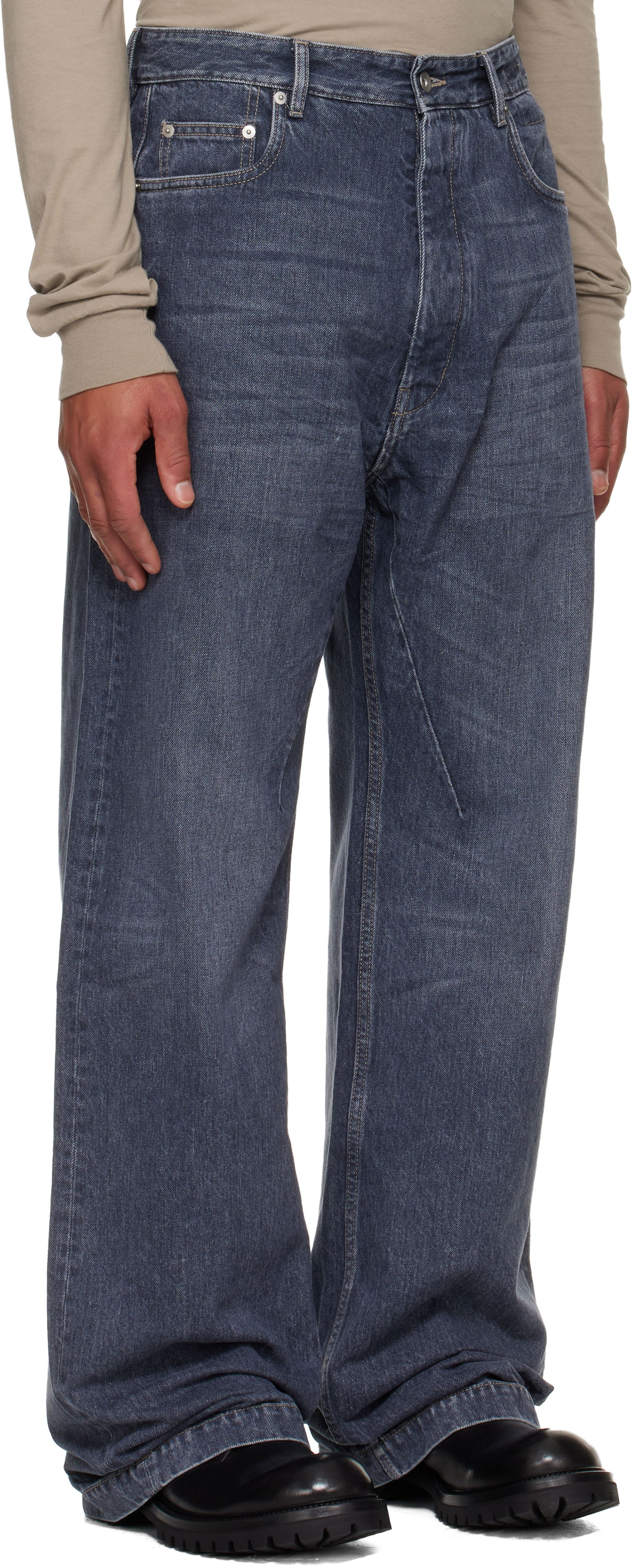 Дънки Rick Owens Jeans Faded Wide-Leg DRKSHDW Concordians Geth Синьо | DU02E7351 DGY, 1