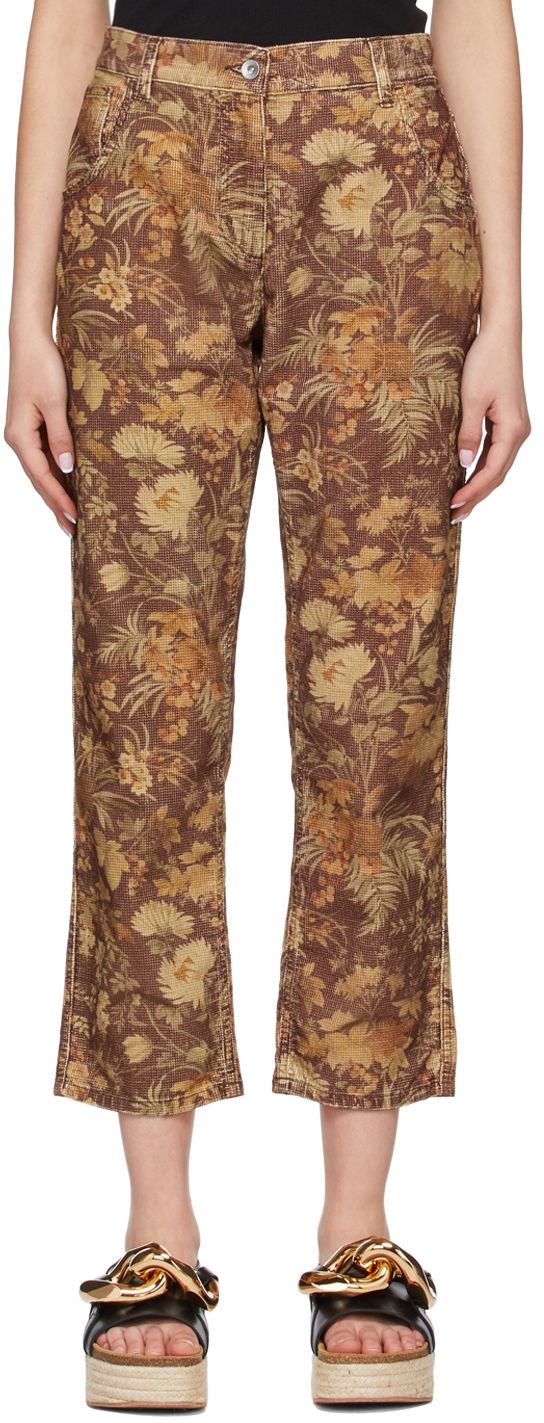 Панталони YMC YMC Floral Print Straight-Leg Jeans Кафяво | Q4SAQ, 0