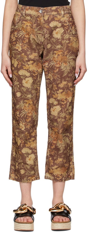 Панталони YMC YMC Floral Print Straight-Leg Jeans Кафяво | Q4SAQ, 0