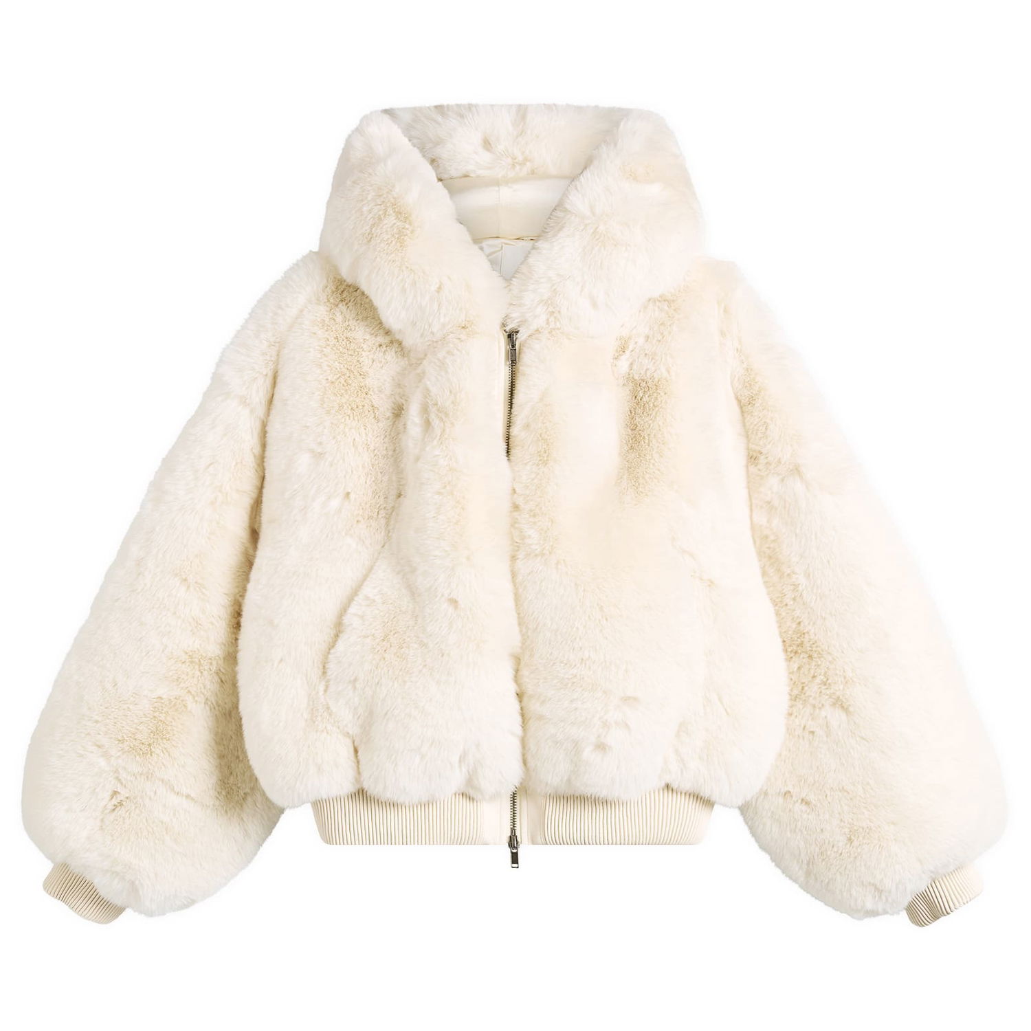 Яке SKIMS Faux Fur Shrunken Hoodie Jacket, Size X-Small Бежово | ZU-ZUP-10048W-EGT, 0