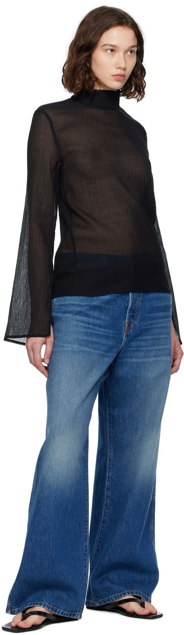 Риза TOTEME TOTEME Slit Sleeve Mock Neck Blouse Черно | 253-WRT0546-FB0462, 3
