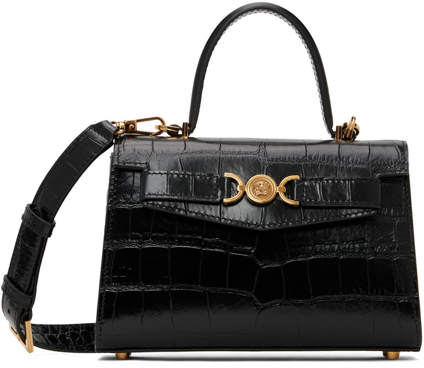 Дамска чанта Versace Croc-Effect Small Handbag Черно | 1013824_1A08724_1B00V