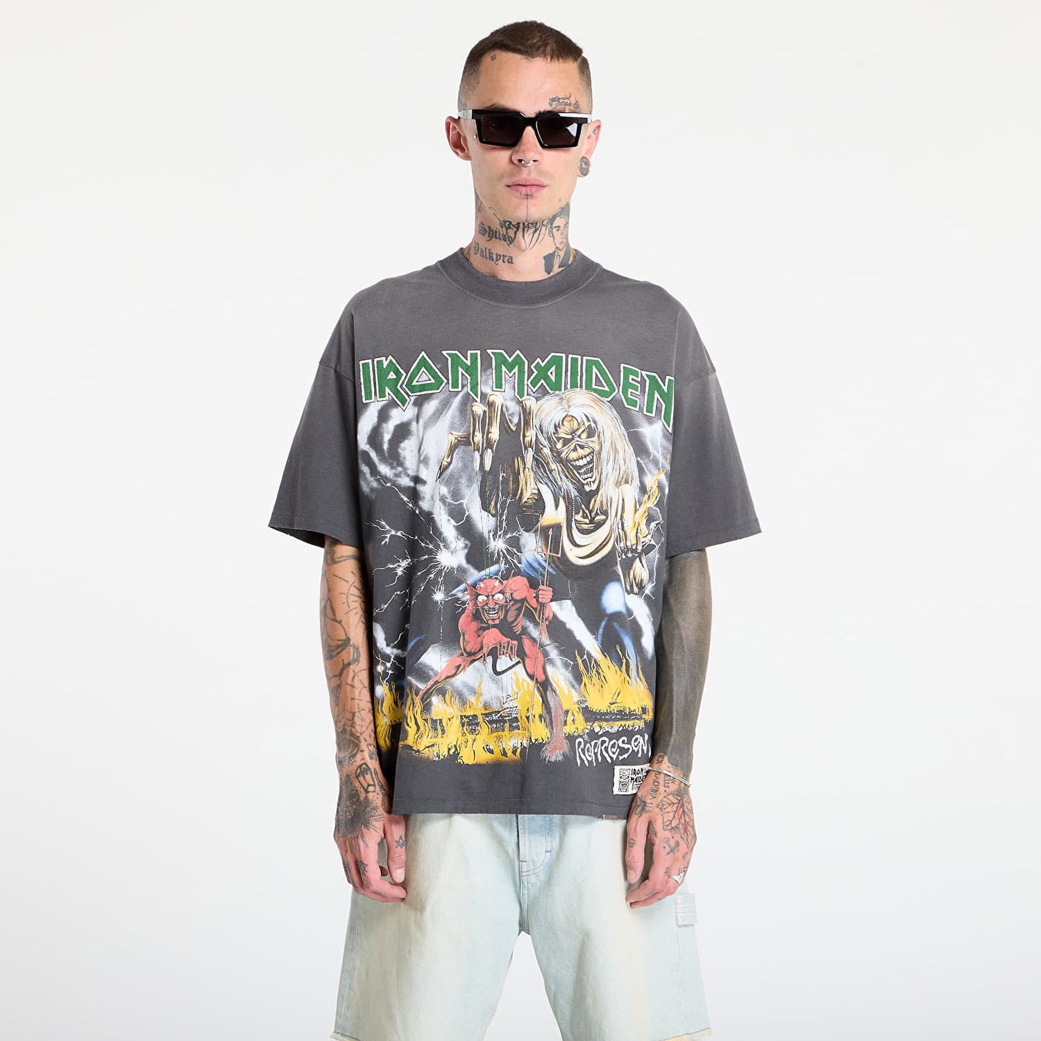Тениска Represent Clo REPRESENT x Iron Maiden Number Of Beast T-Shirt Sunfade Grey Сиво | MLM100583-46, 0