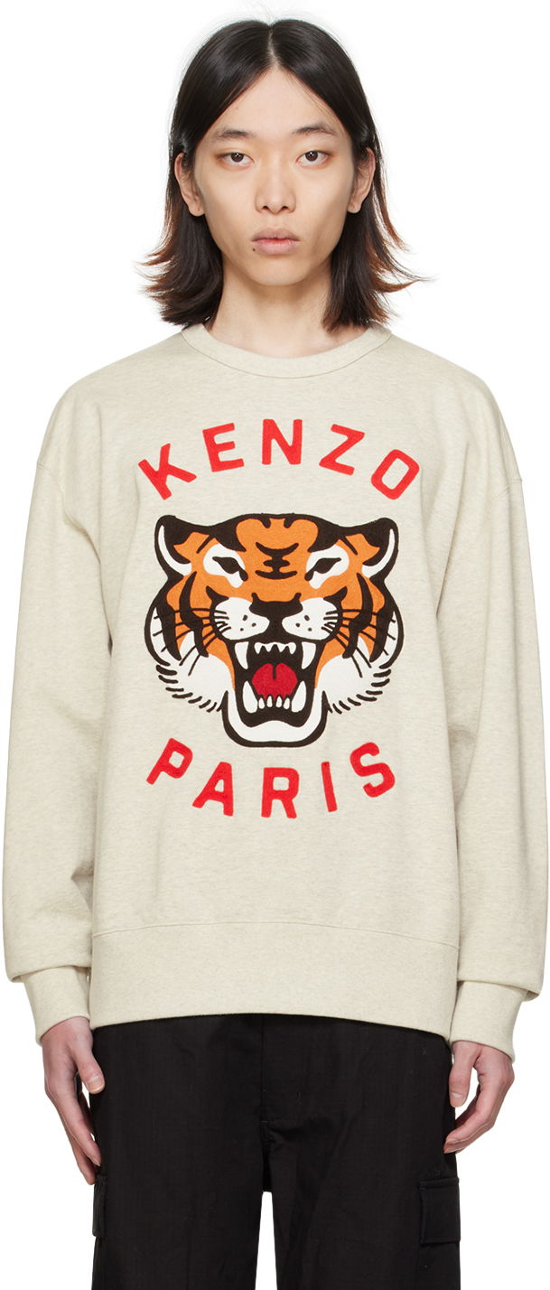 Суитчър KENZO Paris Lucky Tiger Sweatshirt Бежово | FE58SW0104MF, 0