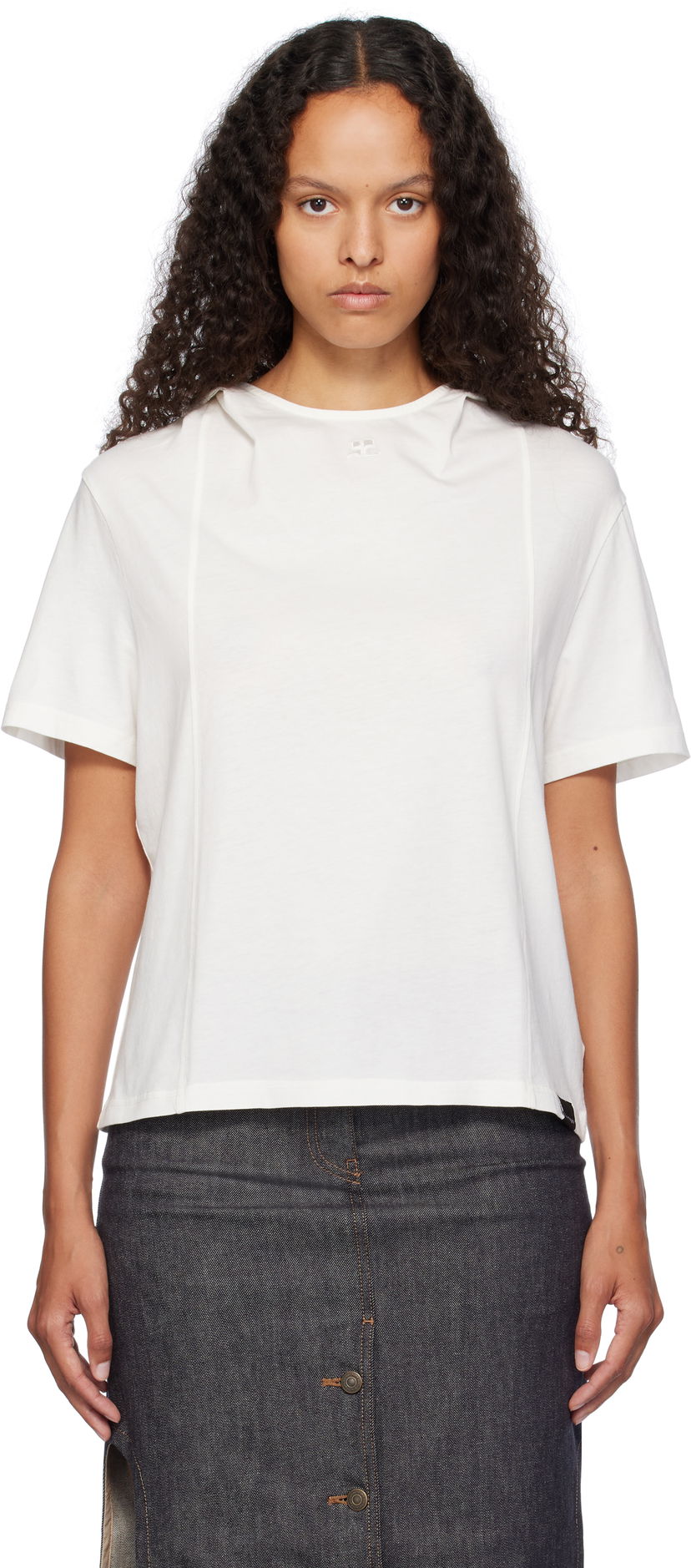 Тениска Courrèges Short Sleeve Cropped T-Shirt Бяло | 424JTS159JS0175