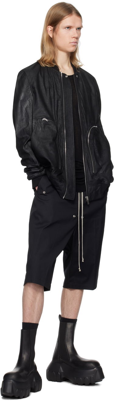 Яке бомбър Rick Owens Rick Owens Hollywood Flight Leather Jacket Черно | RU01E5771 LBA, 3