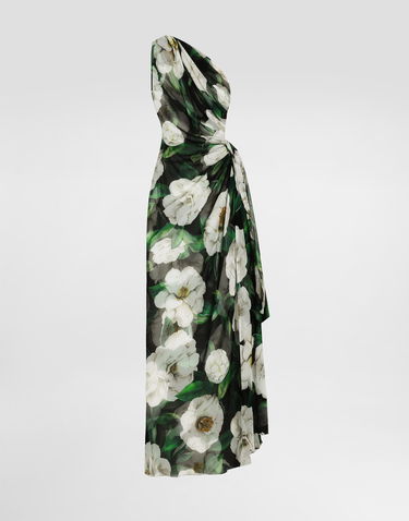 Pокля Dolce & Gabbana Dolce & Gabbana One-Shoulder Gardenia-Print Chiffon Dress Зелено | F6TLHTIS1XDHN5JB, 0