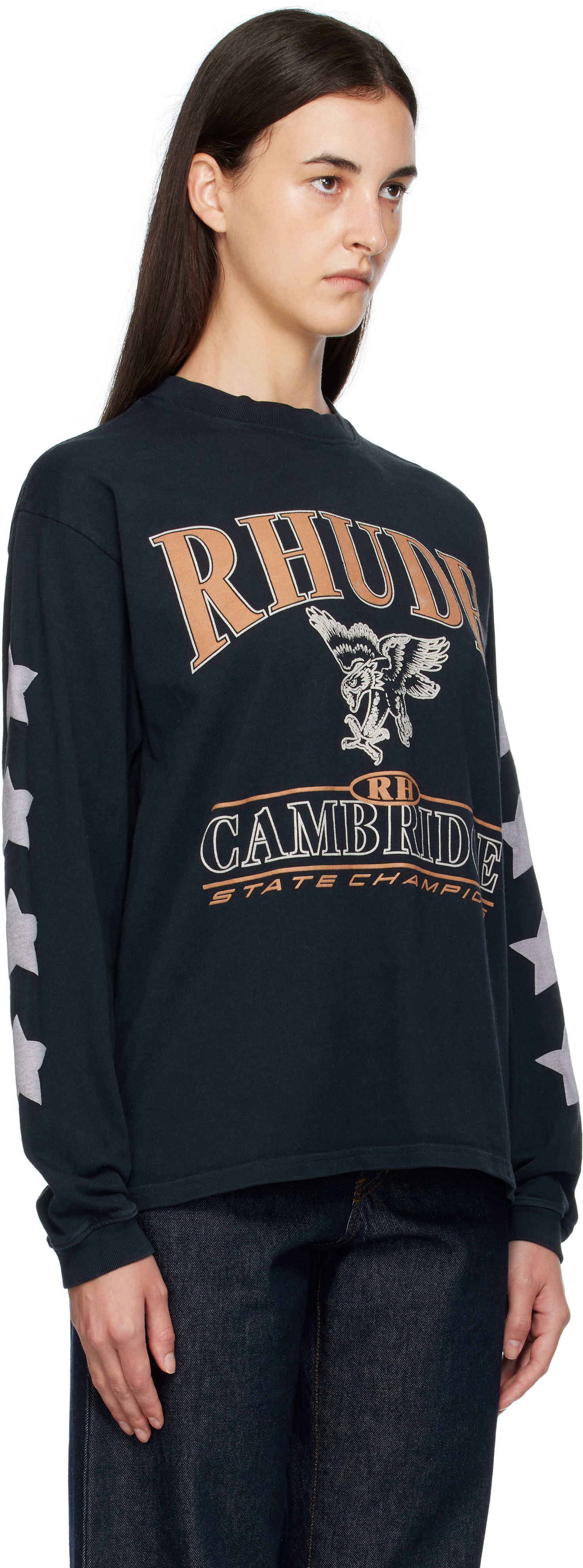 Тениска Rhude Rhude 'Cambridge State Champs' Long Sleeve T-Shirt Черно | RHPF25TT15012, 1