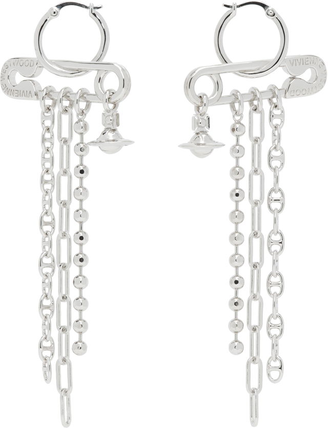 Vivienne Westwood Ginetta Safety Pin Orb Dangle Earrings