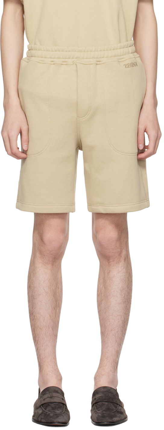 Къси панталони ZEGNA Drawstring Shorts Бежово | N6N101760-262