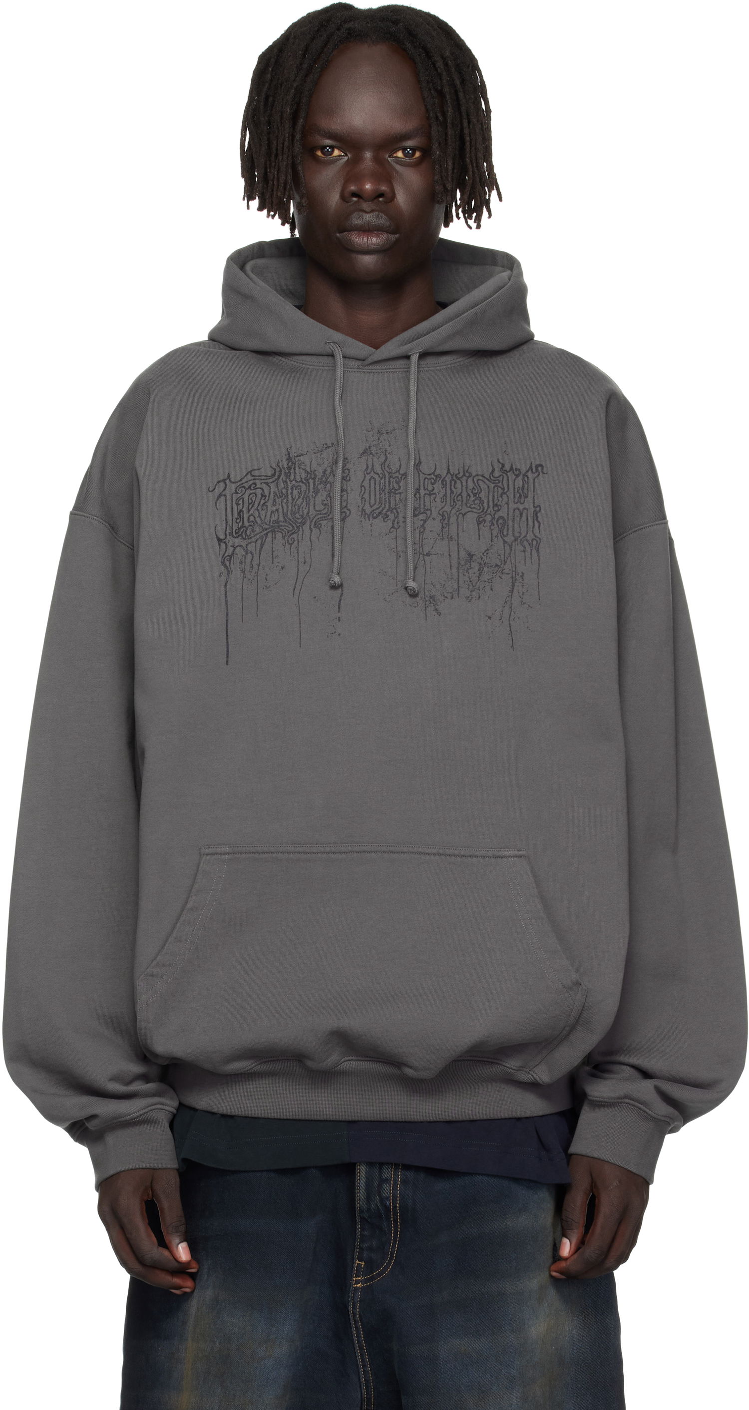 Суитчър VETEMENTS Vetements Cradle of Filth Dripped Logo Oversized Hoodie Сиво | UCF76HD400M, 0