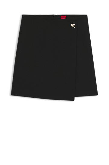 Пола BOSS Wrap-front Skirt with Knot Button Черно | 50547624, 0