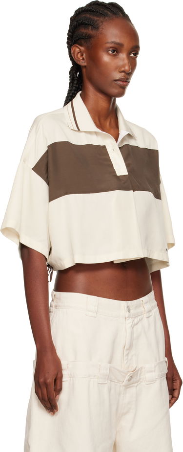 Поло тениска We11done Cropped Side Ribbon Polo Бежово | WD-BL2-25-101-W-IV, 1
