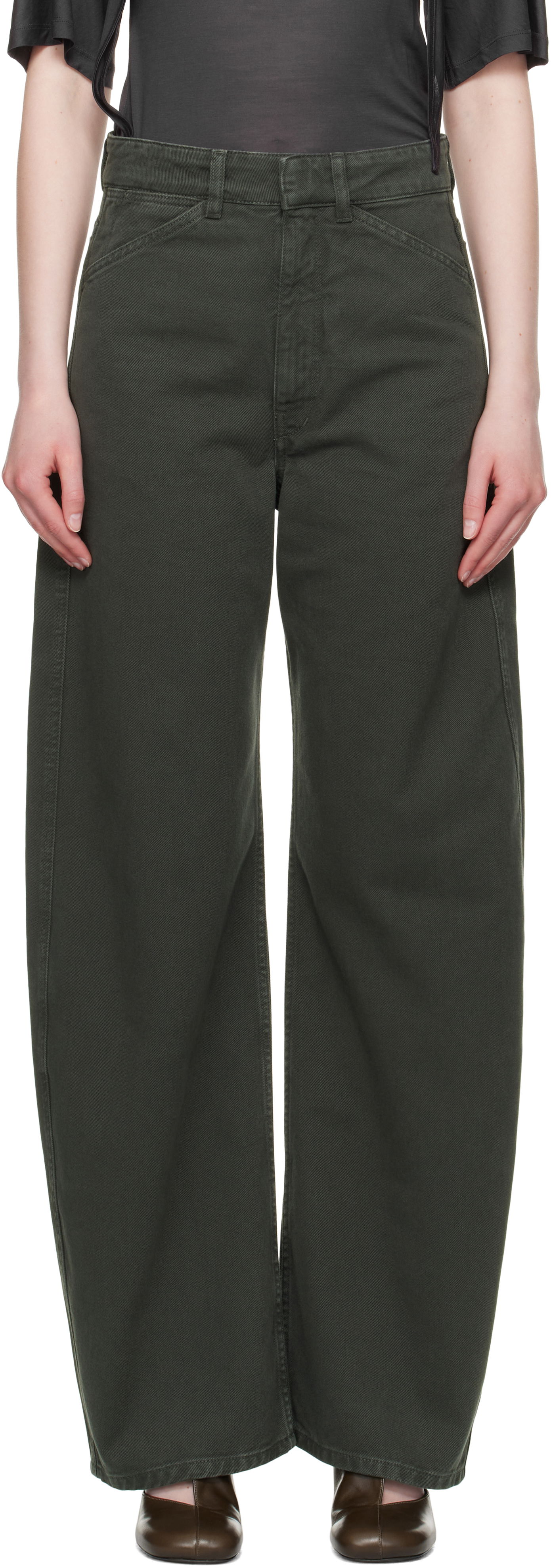 Дънки LEMAIRE Lemaire High Waisted Curved Jeans Зелено | PA1052 LD1039, 0