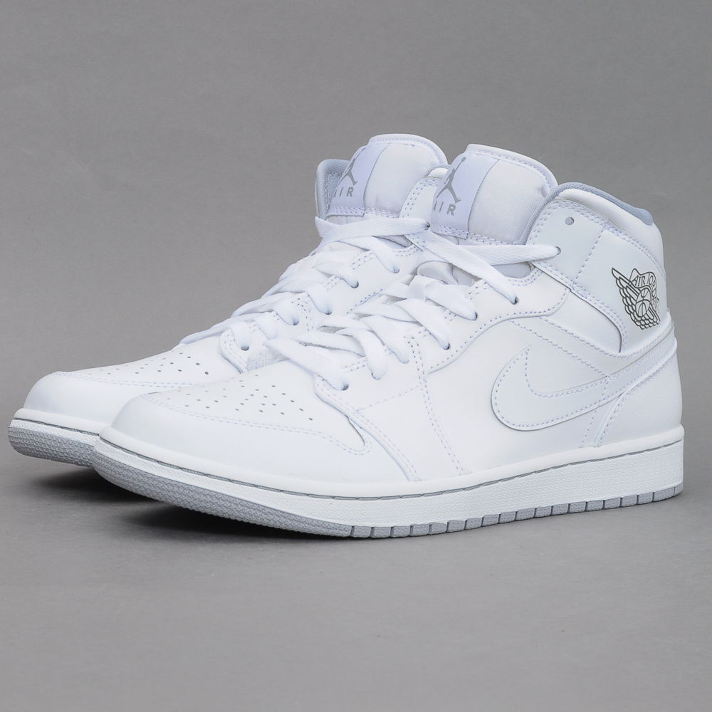 Кецове и обувки Jordan Air Jordan 1 Mid "White Wolf Grey" Бяло | 554724-112, 1