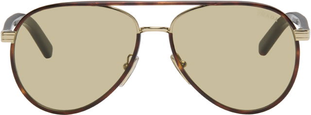 Iconic Metal Plaque Tortoiseshell Aviator Sunglasses