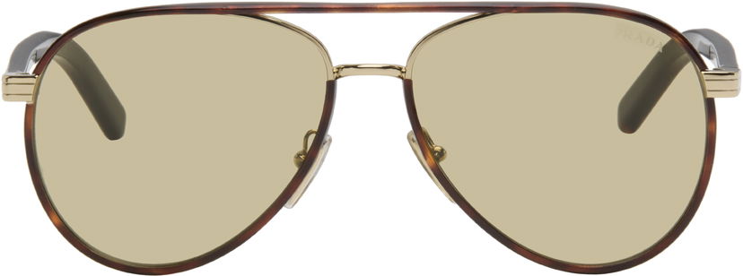 Слънчеви очила Prada Iconic Metal Plaque Tortoiseshell Aviator Sunglasses Кафяво | 0PR B57S 21E10R59 8056262504444
