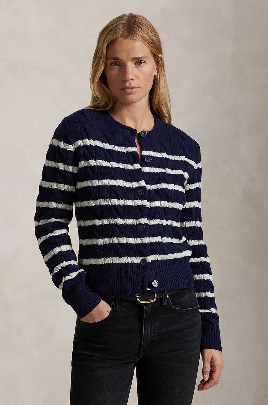 Пуловер Polo by Ralph Lauren Navy Blue & White Striped Cardigan Синьо | 211947909, 0