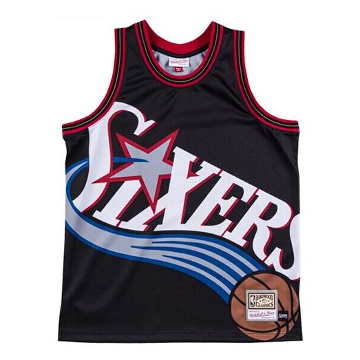 Потник Mitchell & Ness Mitchell & Ness Philadelphia 76ers Big Face Graphic Print Tank Top Черно | MSTKBW19068-P76BLCK, 0
