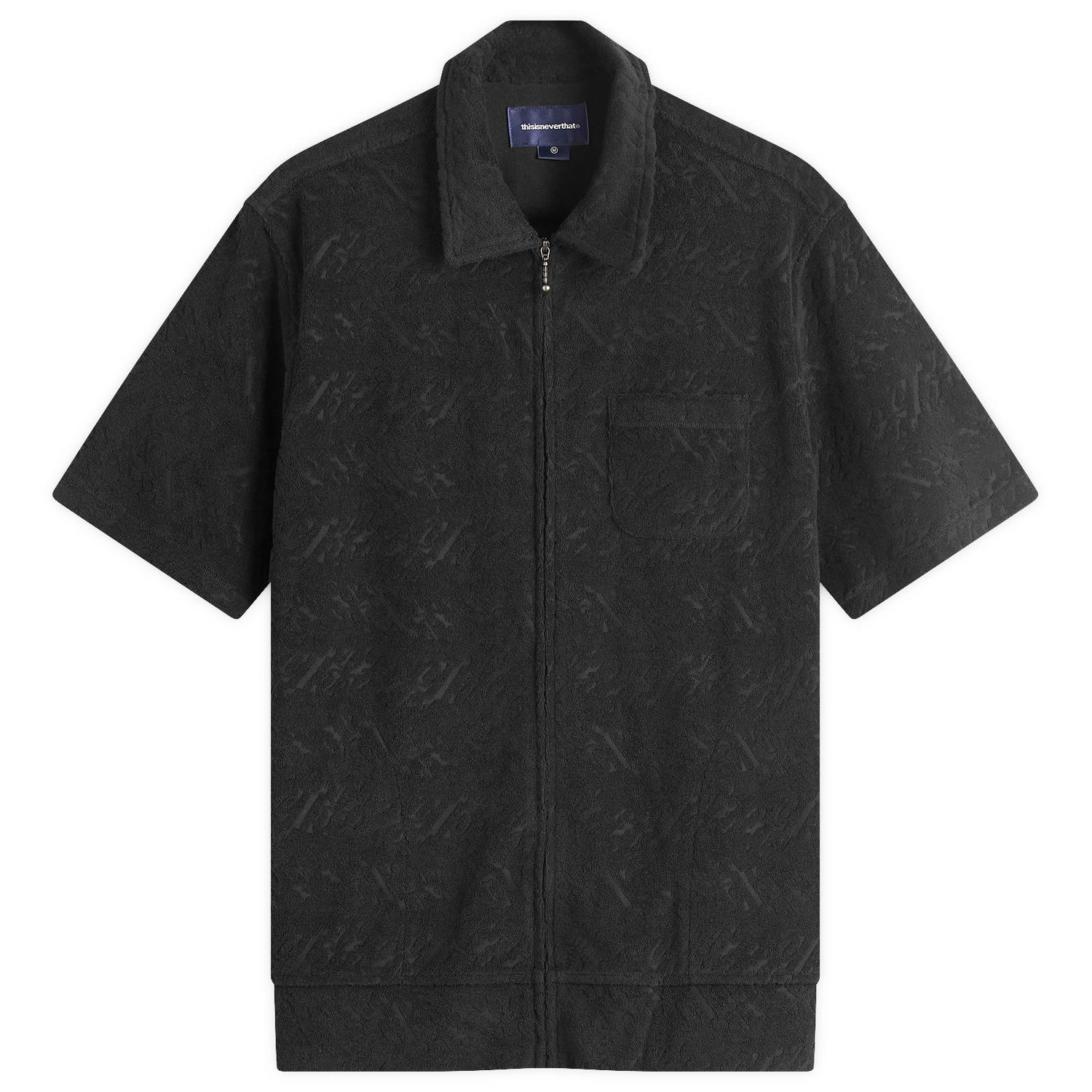 Риза thisisneverthat Thisisneverthat Terry Shortsleeve Zip Shirt Черно | TN251WSHTS03-BLK, 1