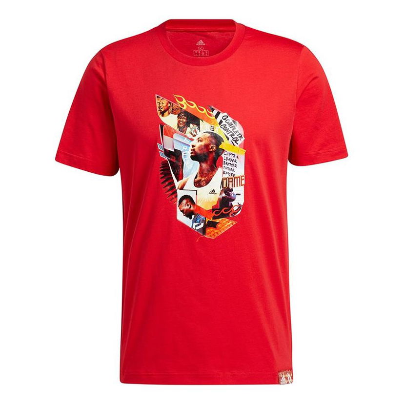 Тениска adidas Originals Dame Abstract Lillard Basketball Graphic Short Sleeve T-Shirt Червено | GN9000