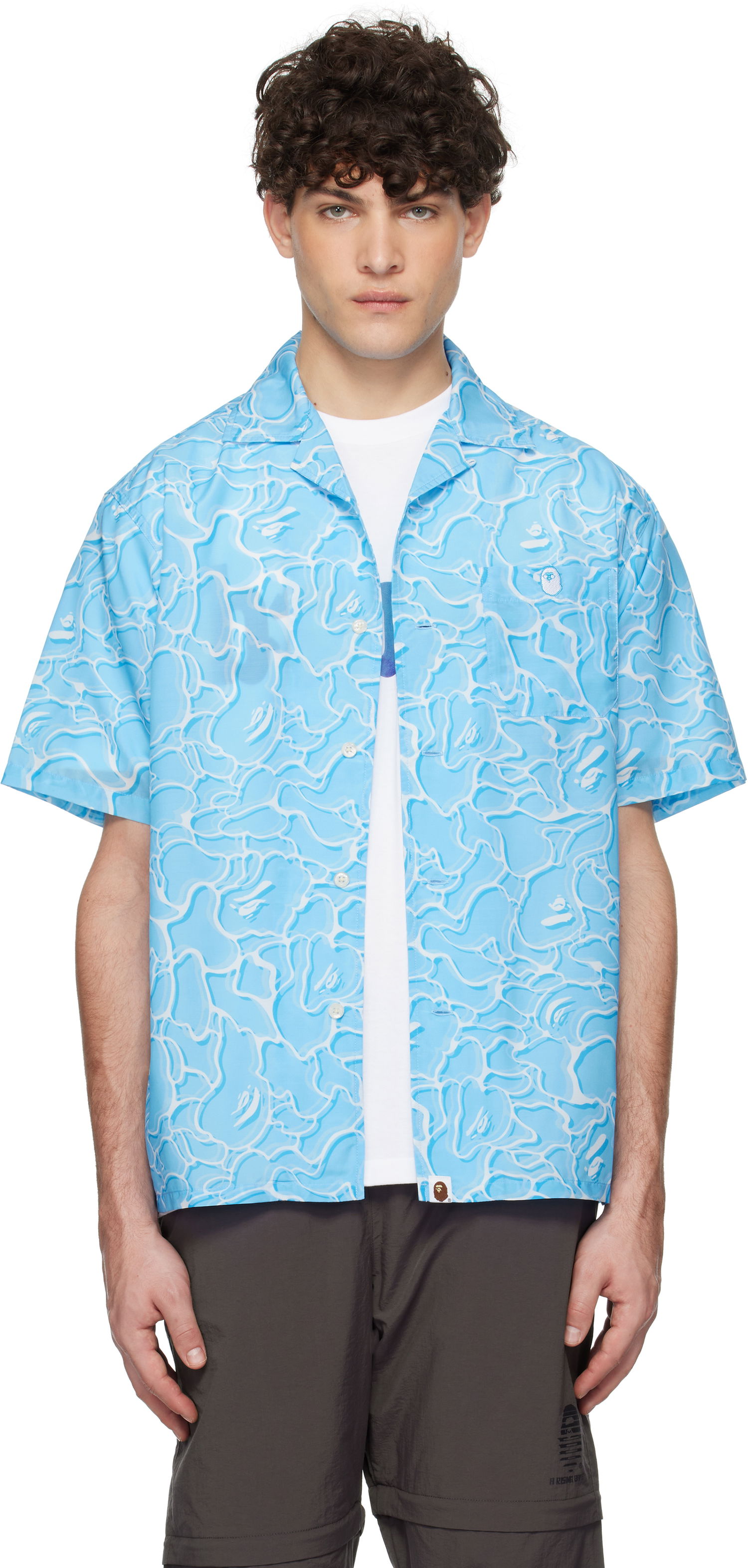 Риза BAPE Camouflage Print Shirt Синьо | 001SRK701001F, 0