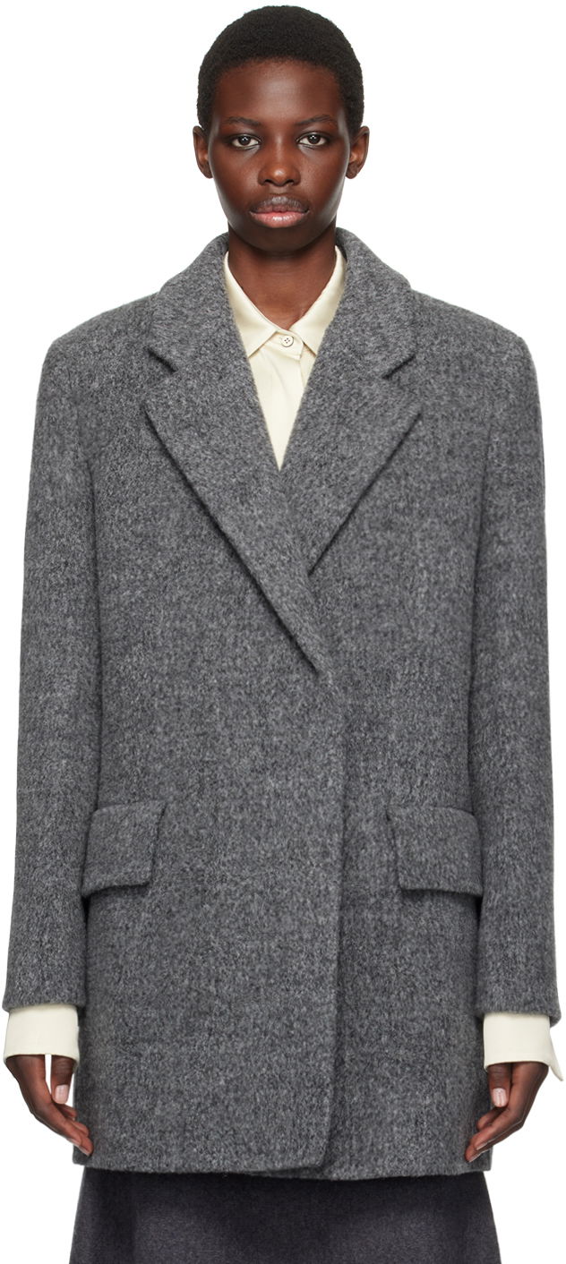 Яке Jil Sander Gray Double-Breasted Caban Jacket Сиво | J02AA0172_J41387, 0