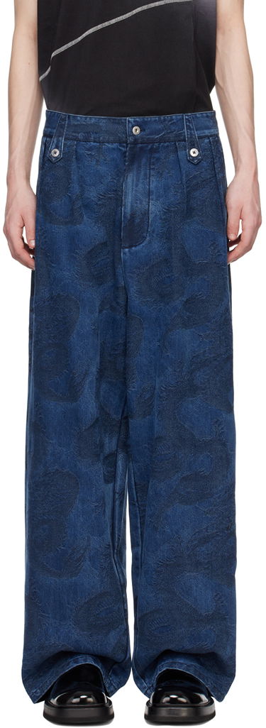 Дънки Feng Chen Wang Feng Chen Wang Dragon Denim Trousers Синьо | FUS17TR14, 0