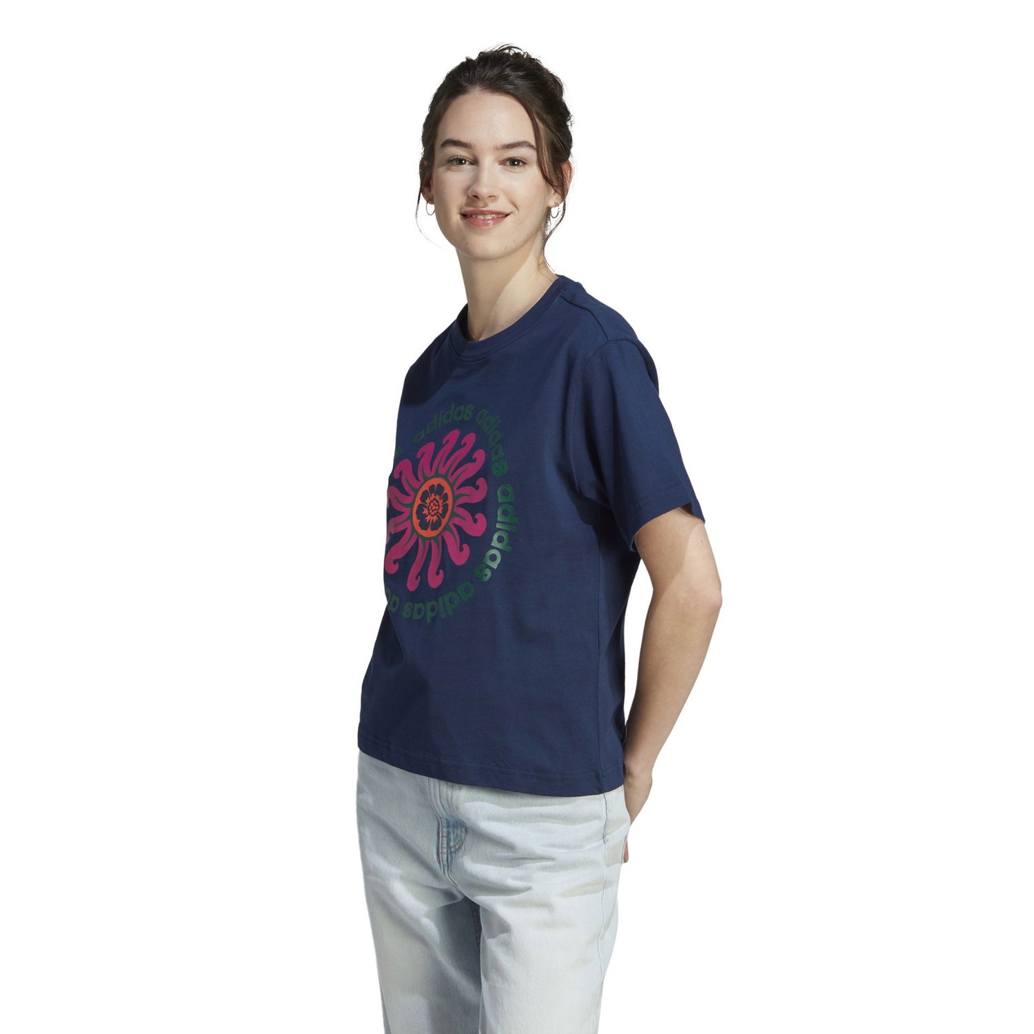 Тениска adidas Performance Women's Floral Graphic Cropped T-Shirt Синьо | IM2390, 0