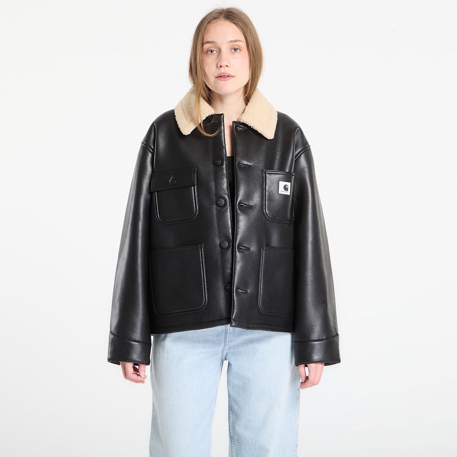 Палта Carhartt WIP Shepton OG Michigan Faux Leather Shearling Collar Coat Черно | I035975.1LMXX, 0