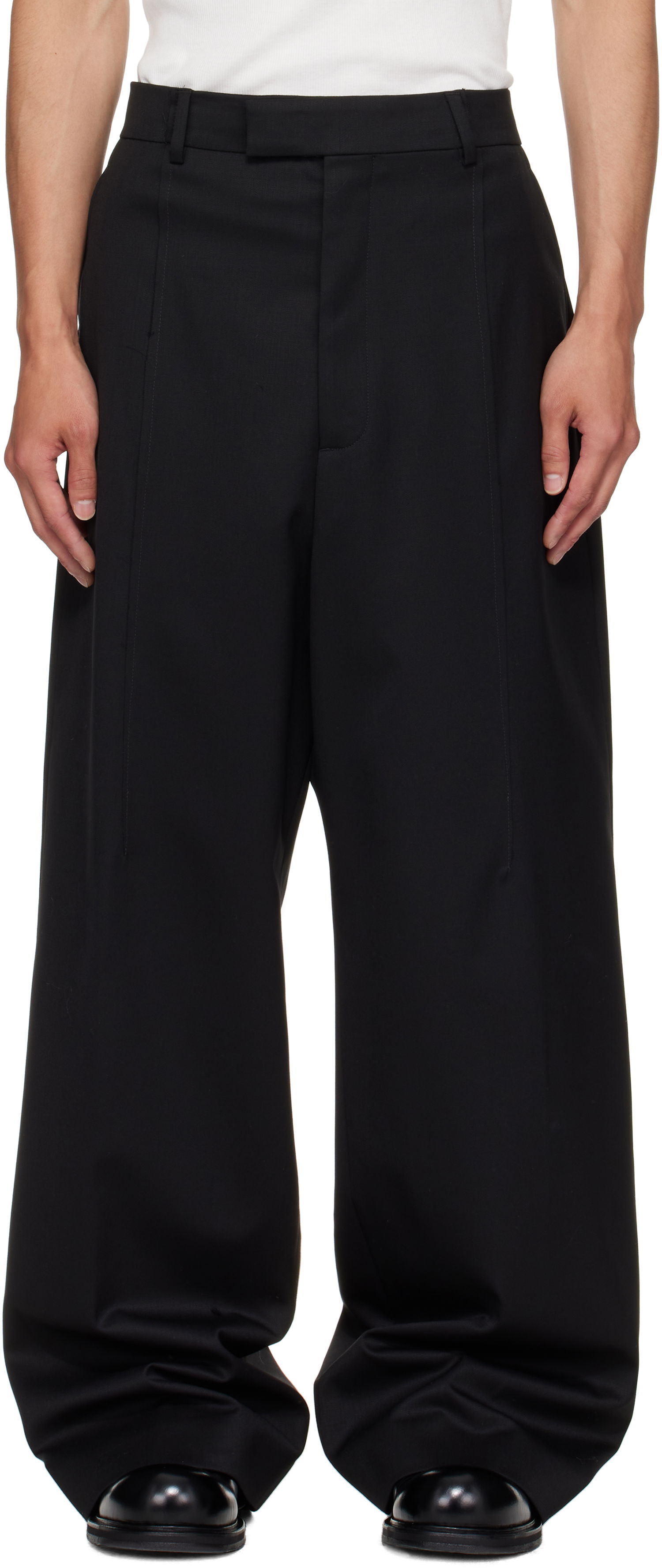 Панталони VETEMENTS Vetements Cut Baggy Tailored Trousers Черно | UH76TP350B, 0