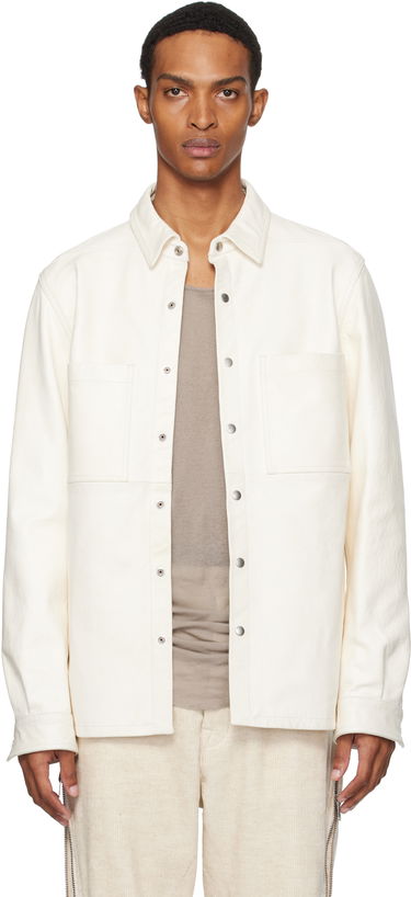 Яке Rick Owens Rick Owens Concordians Leather Overshirt Бяло | RU02E1744 LBH, 0