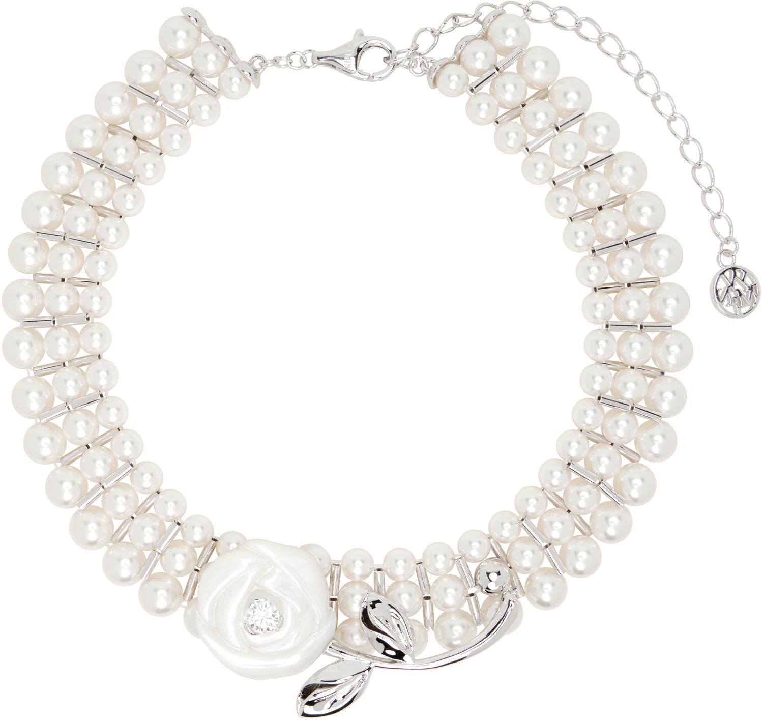 Колие SHUSHU/TONG SHUSHU/TONG YVMIN Edition Rose Layers Pearl Necklace Бяло | 25603SLV00NN, 0
