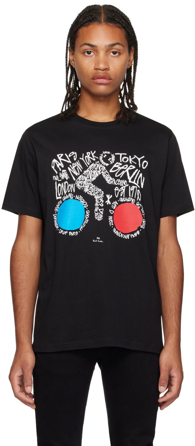 Тениска Paul Smith Paul Smith Cyclist Graphic T-Shirt Черно | M2R-011R-LP4055-79