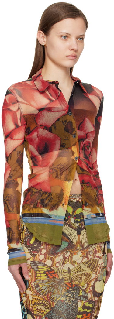 Риза Jean Paul Gaultier Jean Paul Gaultier Roses Print Mesh Shirt Многоцветен | 24/25-U-CH013-T547-403050, 1