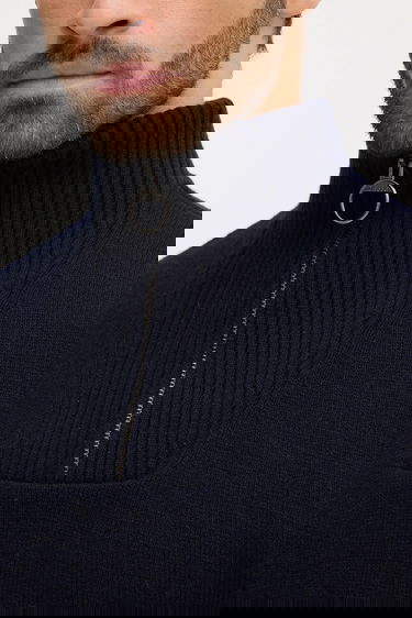 Пуловер Barbour Barbour Nelson Half Zip Sweater Тъмно синьо | MKN0863, 4