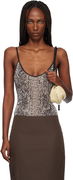 Snakeskin Print Spaghetti Strap Serra Bodysuit
