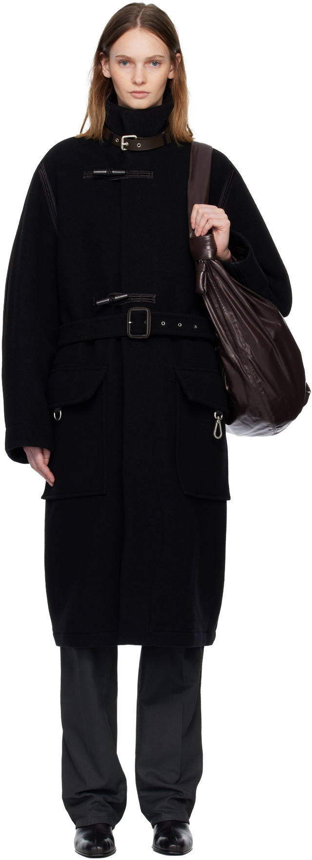 Buckled Collar Belted Duffle Coat